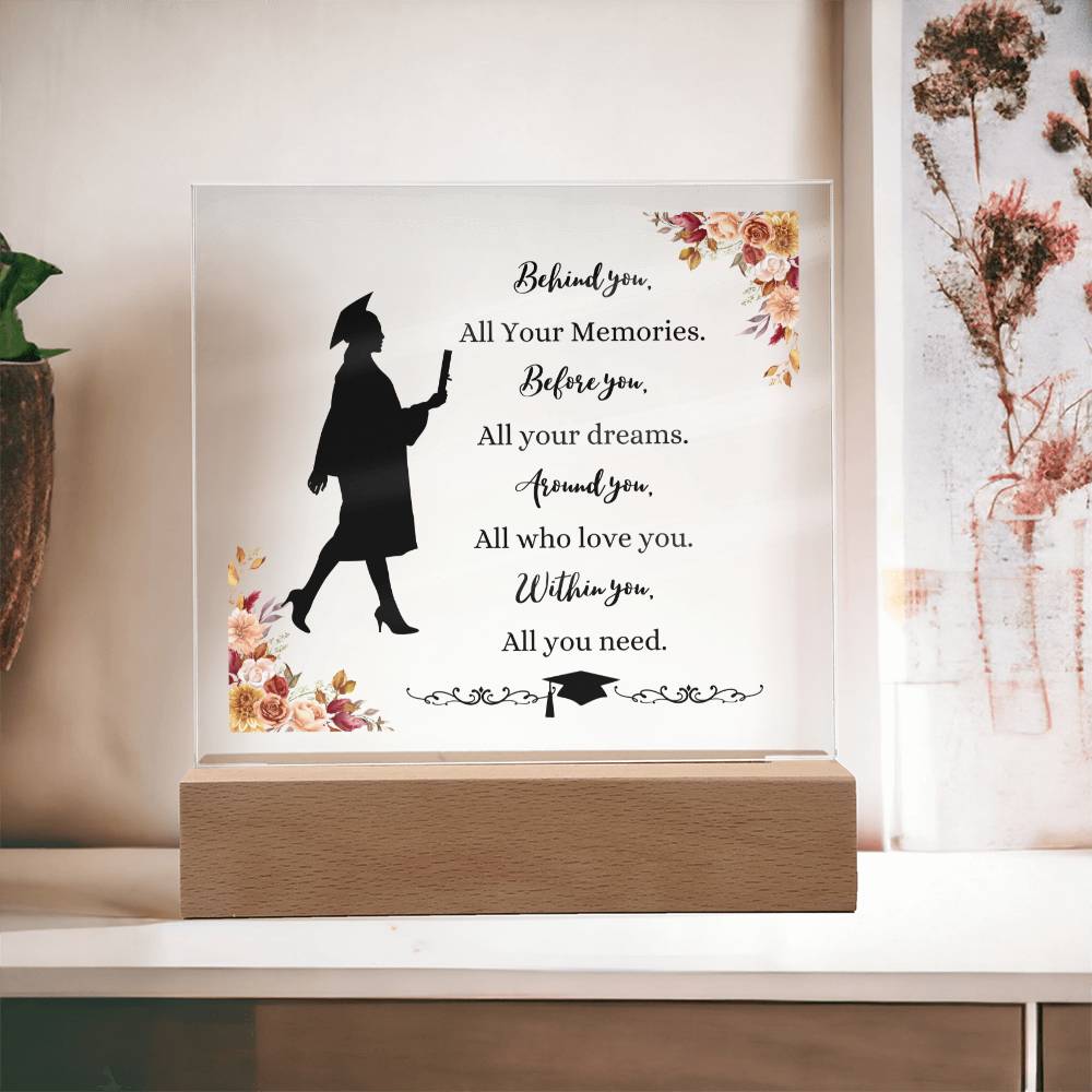Female graduate acrylic