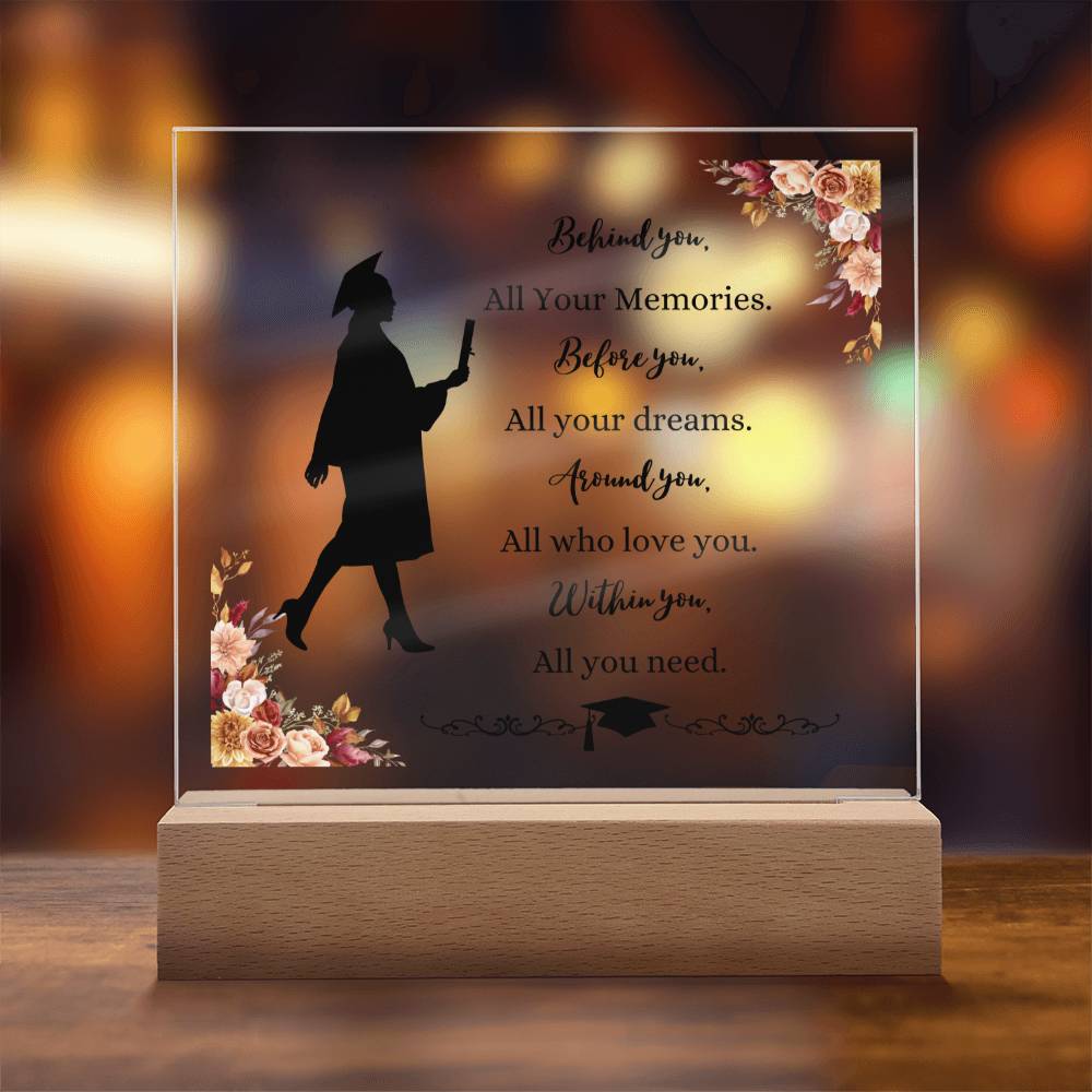 Female graduate acrylic