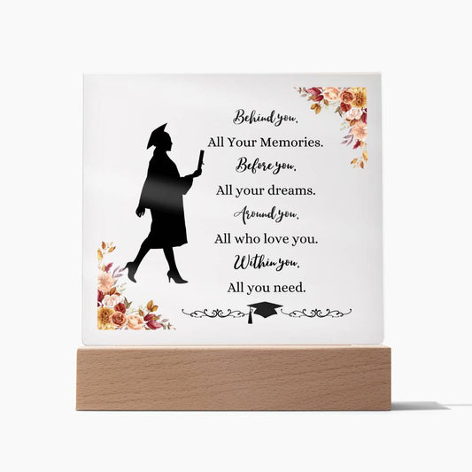 Female graduate acrylic